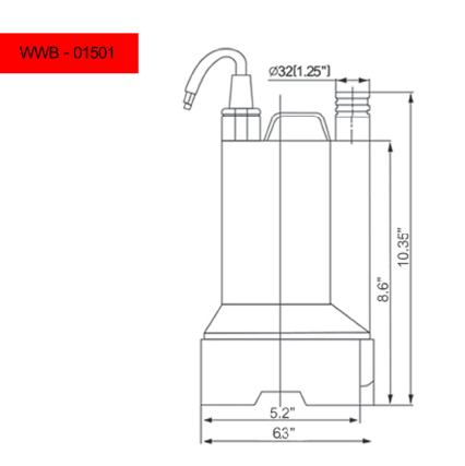 4000 GPH Submersible DC Pump – 12V / 24V — 1.5 in. – Boat & Marine Pump –