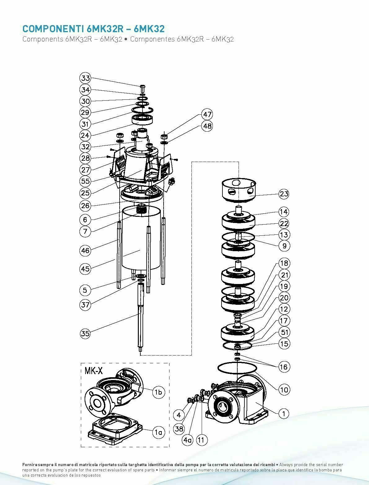 Vertical Multi-stage Electric Pump — 20 HP, 15 Kw, 460V - SAER 6PMK 100/A3 - Components