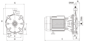3 HP Brass Impeller Centrifugal Pump CFM 300 BR - 7134 GPH - 220V - 1PH - Dimensions